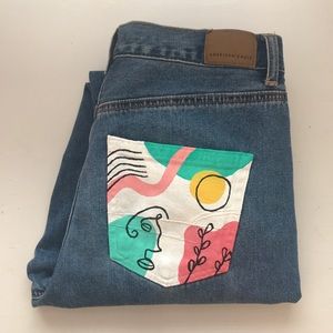 Painted geometric90s print American eaglemom jeans